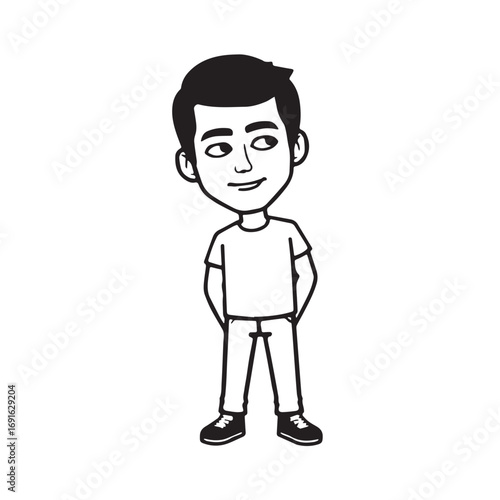 Handsome Man Black and White Illustration Vector Image Male Portrait Fashion Sketch Line Art Design	
