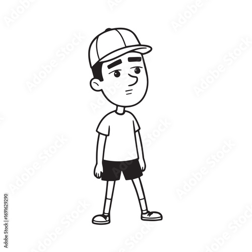 Handsome Man Black and White Illustration Vector Image Male Portrait Fashion Sketch Line Art Design	

