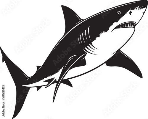Minimalist Black and White Shark Silhouette Illustration