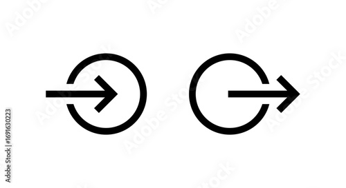 Login and logout icon. Enter and exit symbol. Arrow in circle for user account access