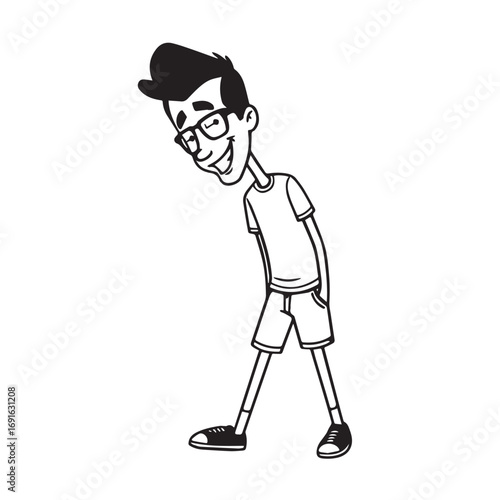 Handsome Man Black and White Illustration Vector Image Male Portrait Fashion Sketch Line Art Design	
