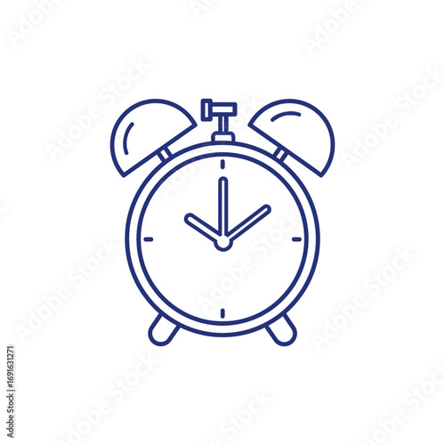 Isolated alarm clock with bells, a classic retro object for a timely reminder, on a white background
