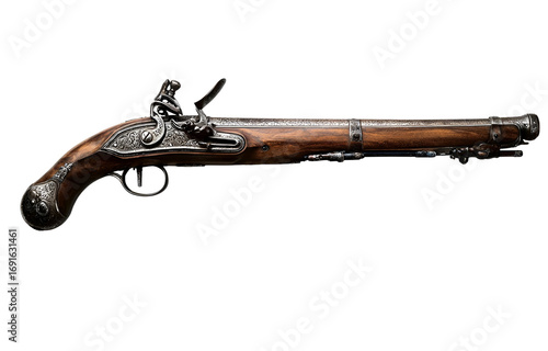 An antique musket depicting the craftsmanship and design of historical firearms from centuries past.