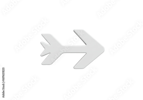 Embossed White Airplane Arrow Icon Design