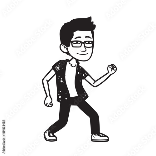 Handsome Man Black and White Illustration Vector Image Male Portrait Fashion Sketch Line Art Design	
