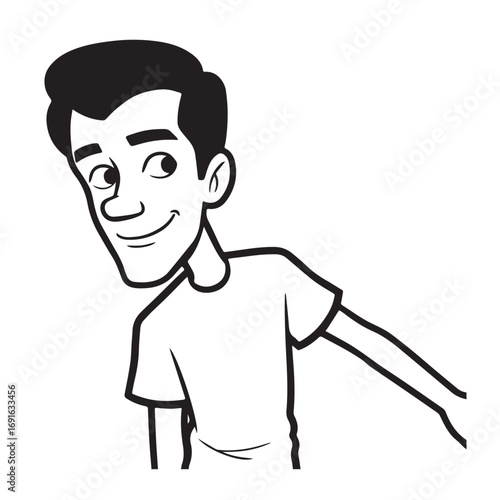 Handsome Man Black and White Illustration Vector Image Male Portrait Fashion Sketch Line Art Design	
