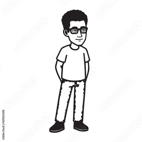Handsome Man Black and White Illustration Vector Image Male Portrait Fashion Sketch Line Art Design	
