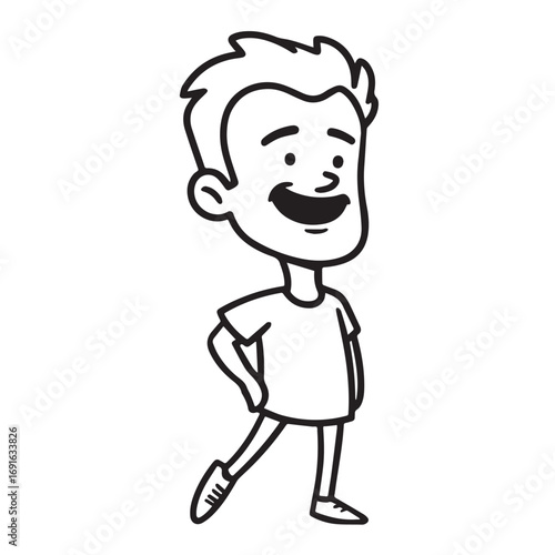 Handsome Man Black and White Illustration Vector Image Male Portrait Fashion Sketch Line Art Design	
