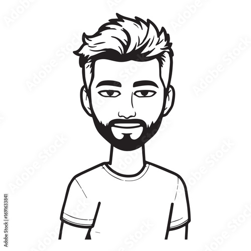 Handsome Man Black and White Illustration Vector Image Male Portrait Fashion Sketch Line Art Design	
