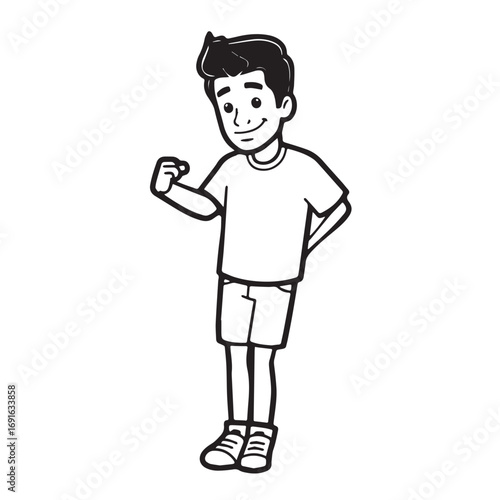 Handsome Man Black and White Illustration Vector Image Male Portrait Fashion Sketch Line Art Design	
