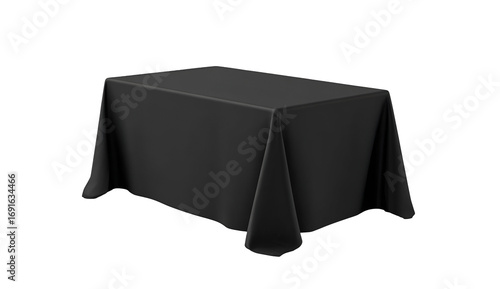 A simple black table with a smooth surface, perfect for various events or setups. Versatile for dining or decorative arrangements.
