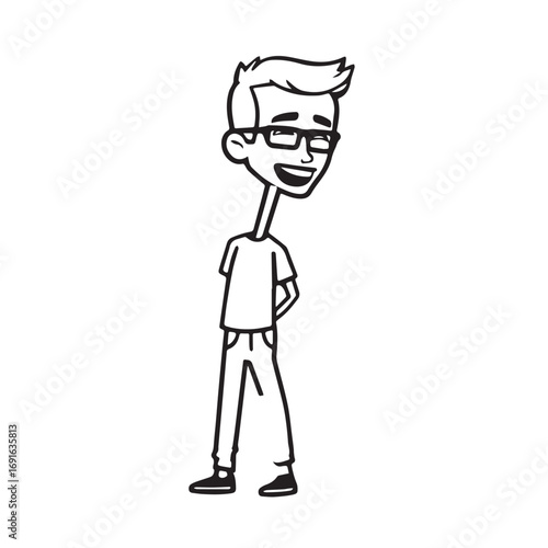 Handsome Man Black and White Illustration Vector Image Male Portrait Fashion Sketch Line Art Design	
