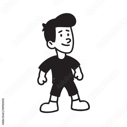 Handsome Man Black and White Illustration Vector Image Male Portrait Fashion Sketch Line Art Design	
