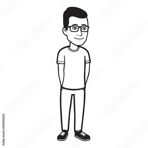 Handsome Man Black and White Illustration Vector Image Male Portrait Fashion Sketch Line Art Design	
