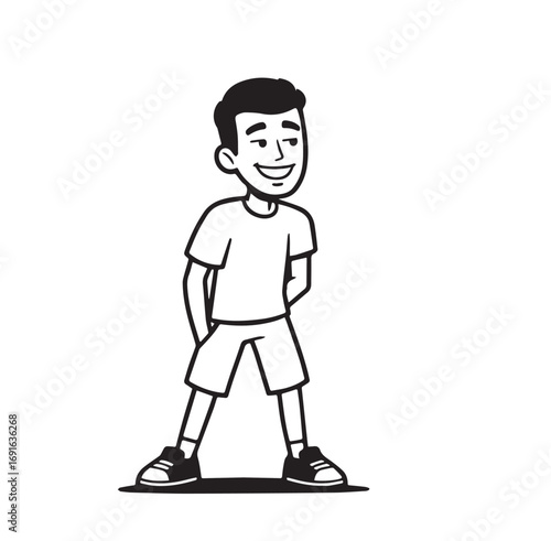 Handsome Man Black and White Illustration Vector Image Male Portrait Fashion Sketch Line Art Design	
