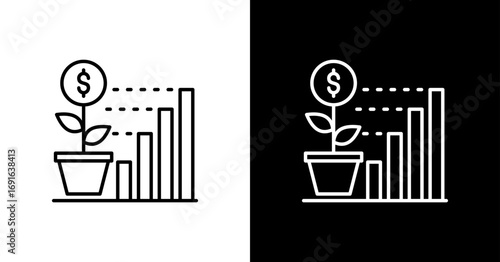 Financial Growthwhite Icon Set Design