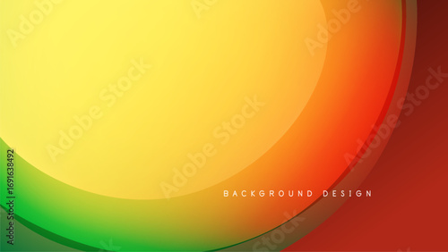 Abstract colorful waves. Yellow, orange, green gradients over black background. Smooth curves create dynamic visual effect.