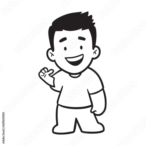 Handsome Man Black and White Illustration Vector Image Male Portrait Fashion Sketch Line Art Design	