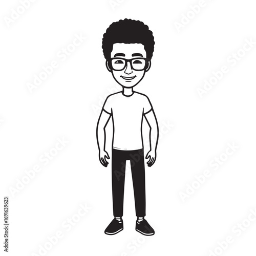 Handsome Man Black and White Illustration Vector Image Male Portrait Fashion Sketch Line Art Design	