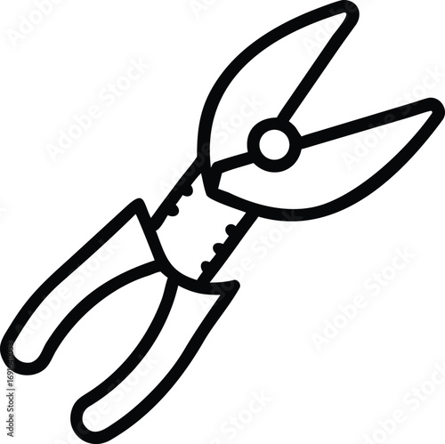 Simple line art wire cutters illustration for diy projects and crafting