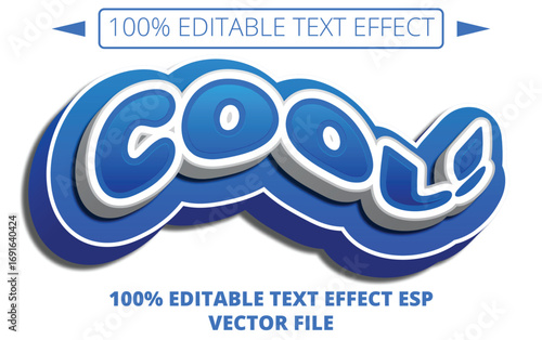 Cool Editable 3D Text Effect in Bold Blue Cartoon Style Vector Design