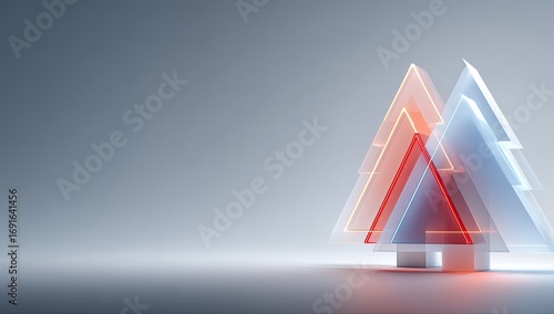 Abstract Christmas trees, glowing, translucent, modern