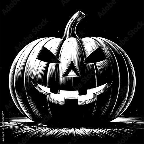 Halloween pumpkin. Vector illustration isolated on black background