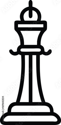 Simple line drawing of queen chess piece game strategy icon