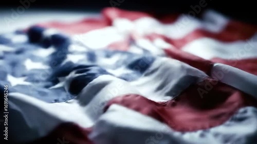 American flag waving in slow motion