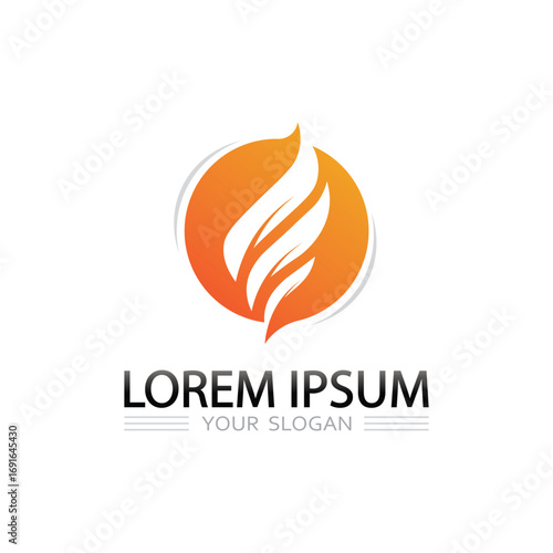 Professional blazing fire flame vector logo design symbol hot icon element