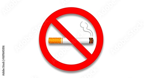 Clear no smoking sign with cigarette and smoke, promoting healthy lifestyle and public awareness