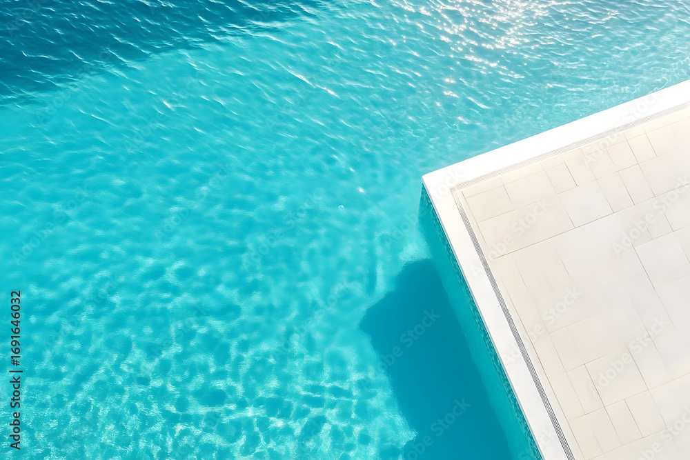 Obraz premium High angle view of empty outdoor swimming pool with clean blue water on a bright summer day