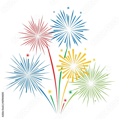 Colorful Fireworks Display Burst Design