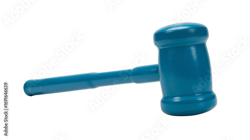 Vibrant blue gavel isolated on black, ideal for legal, justice, and law visuals