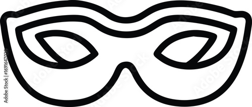 Simple outline drawing of masquerade mask with curved decorative lines vector