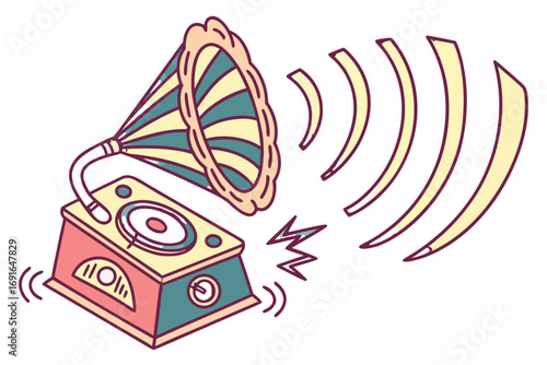 Vintage gramophone playing music