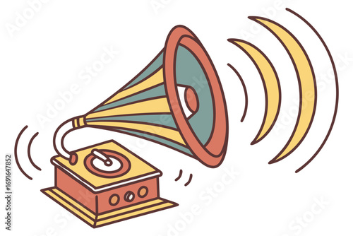Vintage gramophone playing music