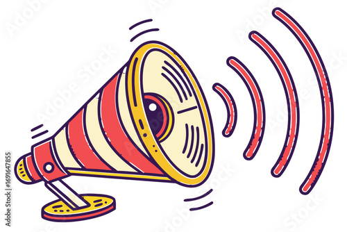 Megaphone emitting sound waves