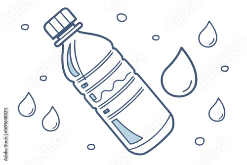 Plastic water bottle with drops
