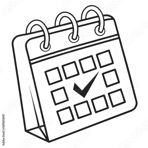 Calendar with a check mark on a date