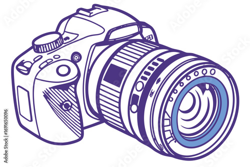 Illustration of a dslr camera with a large lens