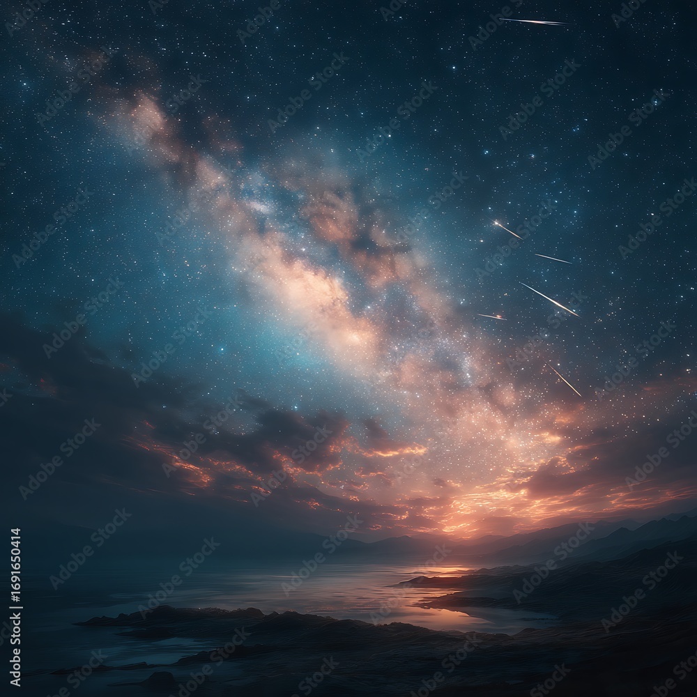 Fototapeta premium Beautiful celestial sky with stars high resolution photo