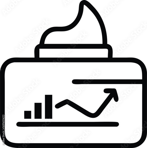 Simple outline illustration of cream jar with business graph element