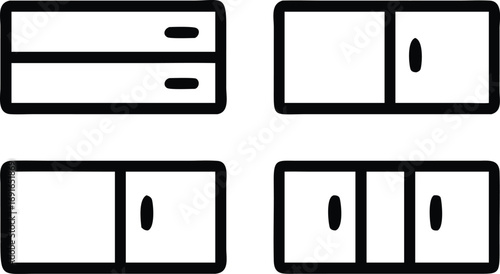 Simple outline illustration of furniture drawers, a icon for storage