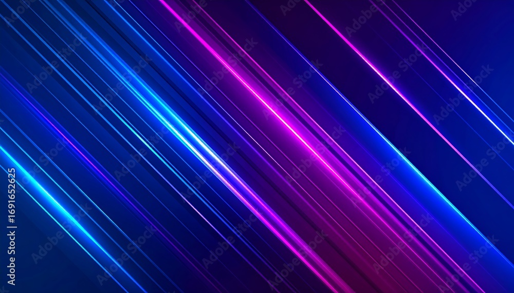Fototapeta premium Diagonal neon light streaks on a dark background