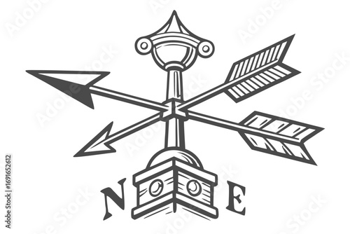 Weather vane with four arrows