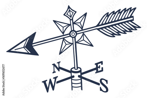 Dark blue illustration of a weathervane