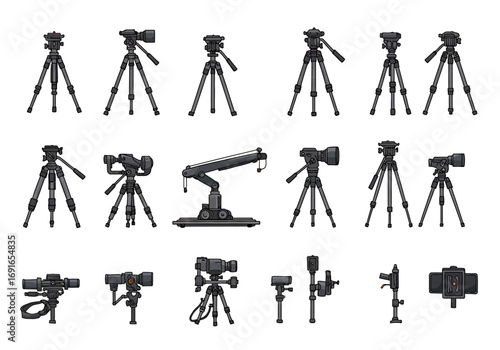 Collection of Camera Tripods and Camera Crane, Various Styles and Designs