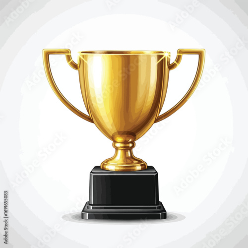 Vector illustration of a trophy cup with golden shine