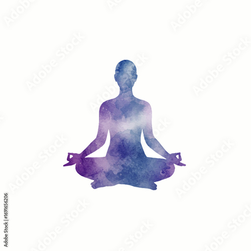 Inner peace with this watercolor yoga lotus pose, meditation and wellness